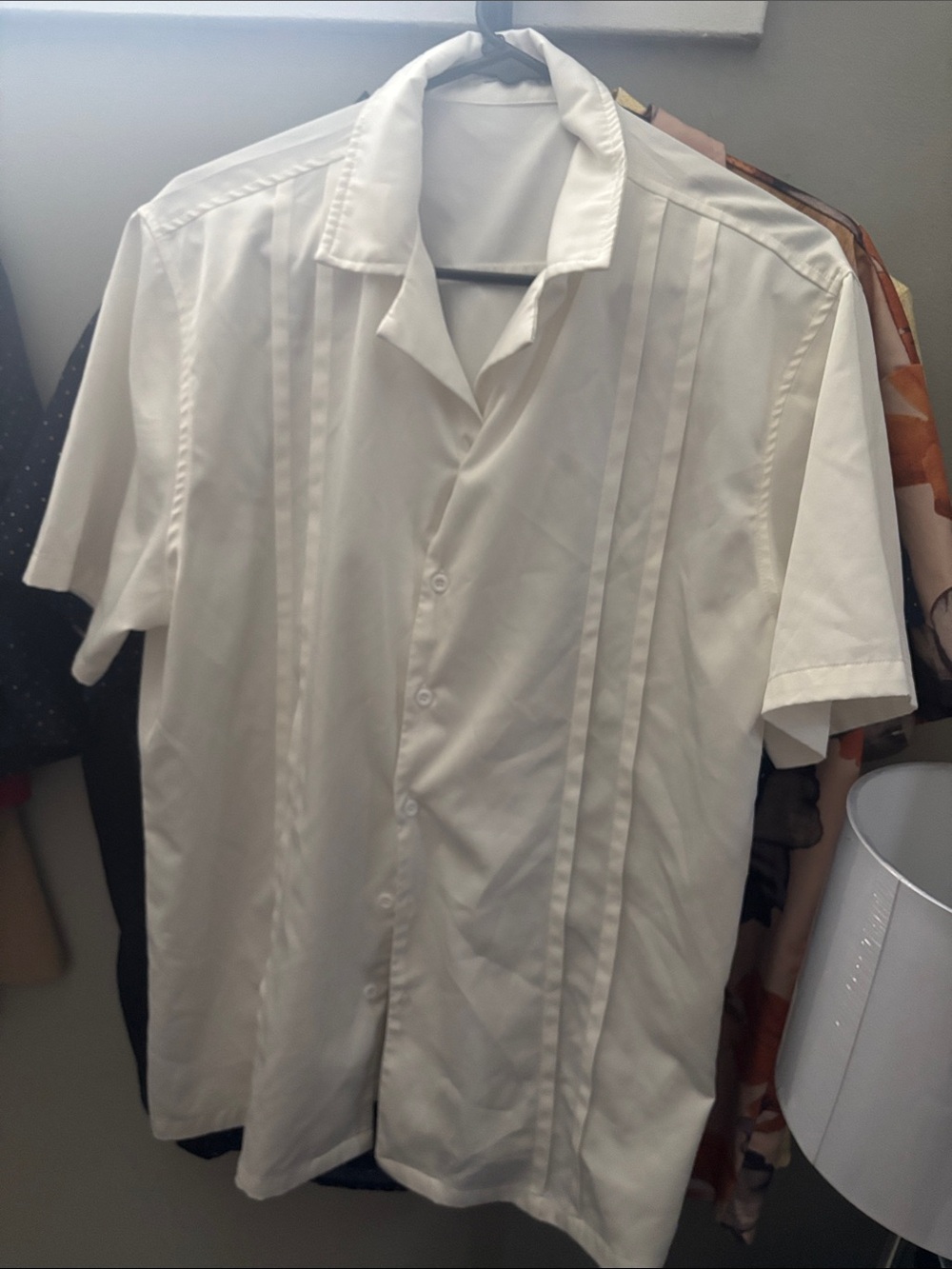 Men's Short-Sleeve Button-Down Camp Shirt in White
